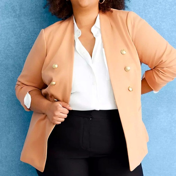 Lane Bryant Women's The Bryant 18P Camel Double Breasted Blazer Suit Jacket - Picture 1 of 10